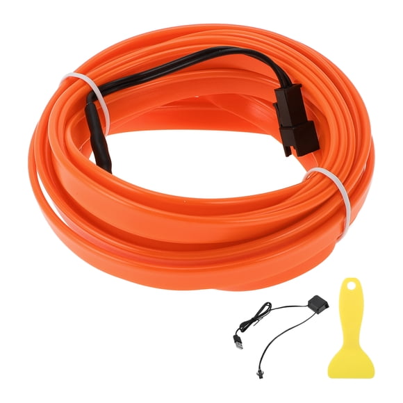 Cuerda de luz LED EL de 4m Unique Bargains, tira de luz de neón flexible para iluminación interior de coches, decoración de coches USB (5v) Naranja