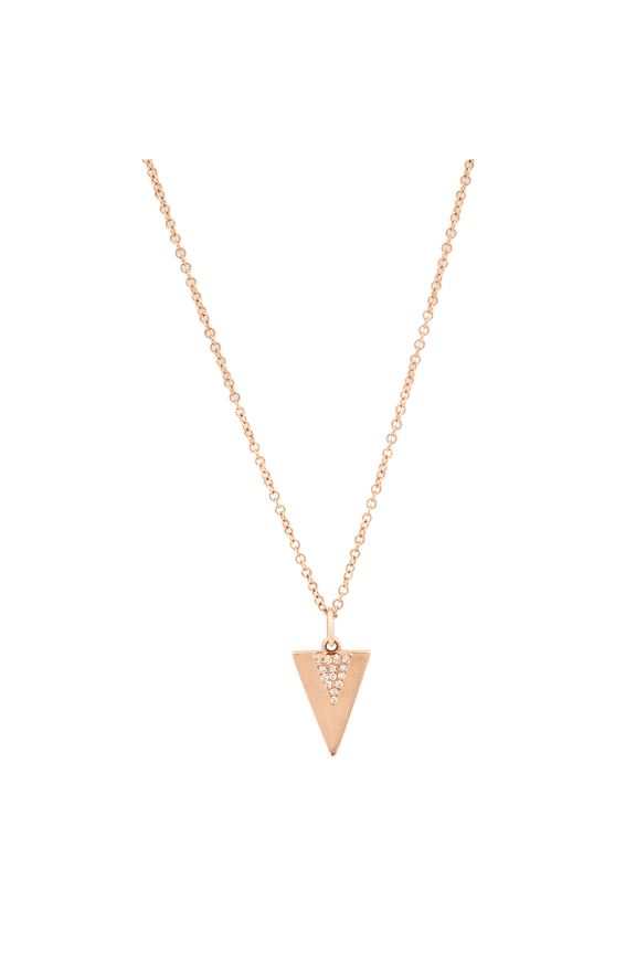 Diamond Triangle Necklace 14K Rose Gold 0.03Cttw