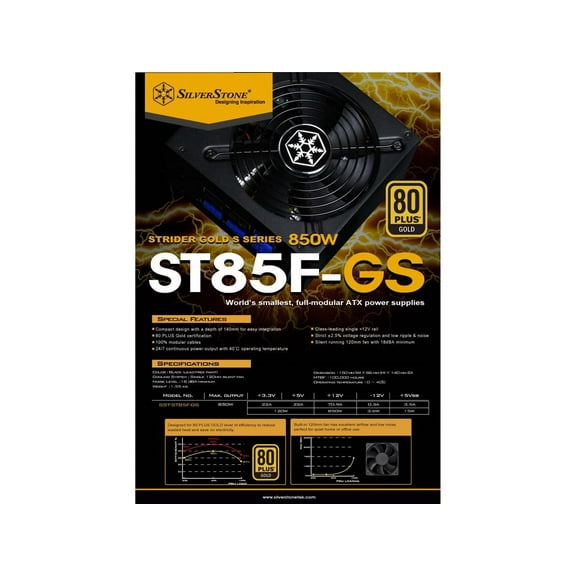 Silverstone Technologies 850W 80  Gold Power Supply