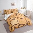 thumbnail image 2 of Manfei Kawaii Capybara 7-Piece Twin Bedding,Cute Animal Pattern Bedding Comforter Set,Brown,Polkadot Reversible, 2 of 7