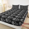 thumbnail image 3 of Homewish Teens Adults Gothic Skull Full Size Sheets 4-Piece,Black Grey Breathable Bed Sheets,Exotic Style Lightweight Sheet Sets,Ultra Soft Home Decor, 3 of 7