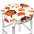 thumbnail image 3 of Fotbe Thanksgiving Turkey Leaves Stool Covers Round,Waterproof Round Bar Stool Covers Bar Chair Covers Washable Stool Cushion Slipcover for 12-14 Inch Chair-12 inch, 3 of 7