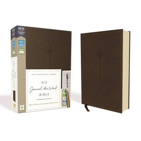 NIV, Journal the Word Bible, Imitation Leather, Brown, Red Letter Edition, Comfort Print : Reflect, Take Notes, or Create Art Next to Your Favorite (Best Way To Take Notes Electronically)