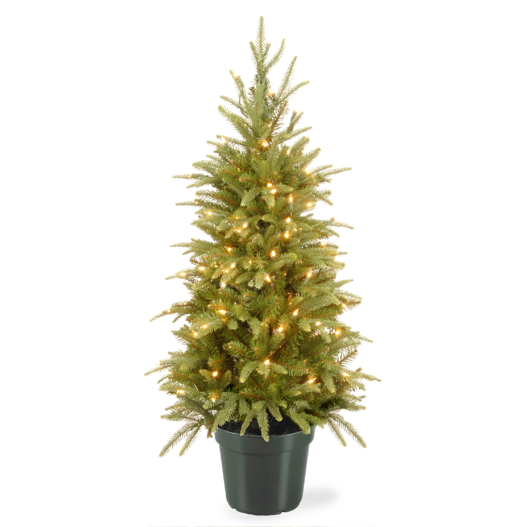 4' Prelit Potted Weeping Spruce Artificial Christmas Tree Clear