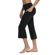 BALEAF Women Yoga Capris flared Pants with Side Pockets - 21"Black S