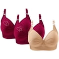 thumbnail image 1 of Bras for Women, 3PCS Womans Printing Gathered Together Large Size Daily Bra Underwear No Rims, 1 of 9