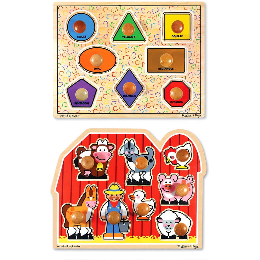 melissa & doug farm animals jumbo knob wooden puzzle
