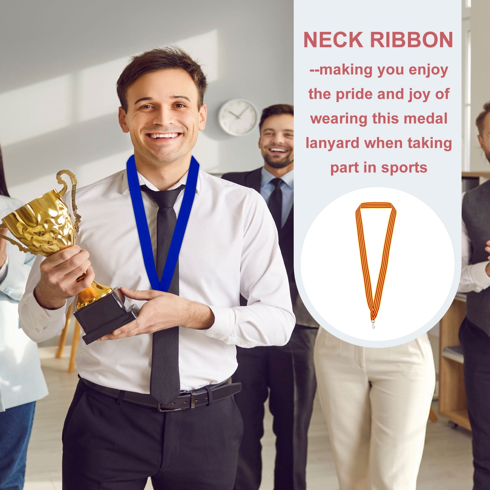 Uxcell 50Pcs Award Neck Ribbons with Snap Clip Medal Lanyards Gold/Red