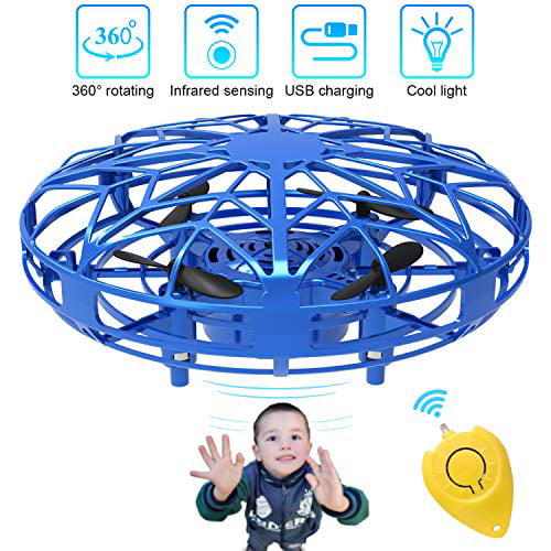 Flying UFO Mini Toy Drone for Kids,Hand Operated LED Lights Object Sensors 