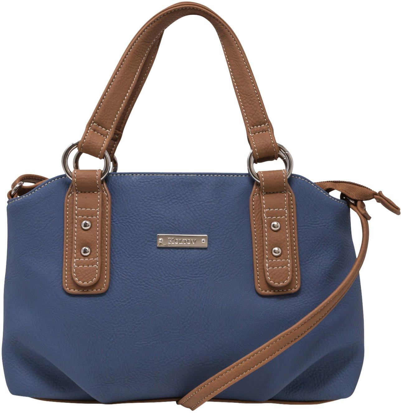 Koltov Vegan Leather Olivia Solid Satchel Handbag One Size Denim Blue/Brown  - Walmart.com