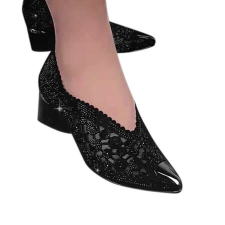 Oyedens Dress Shoes for Women Ladies Fashion Lace Pointed Toe High Heels Oxford Slip on Pumps