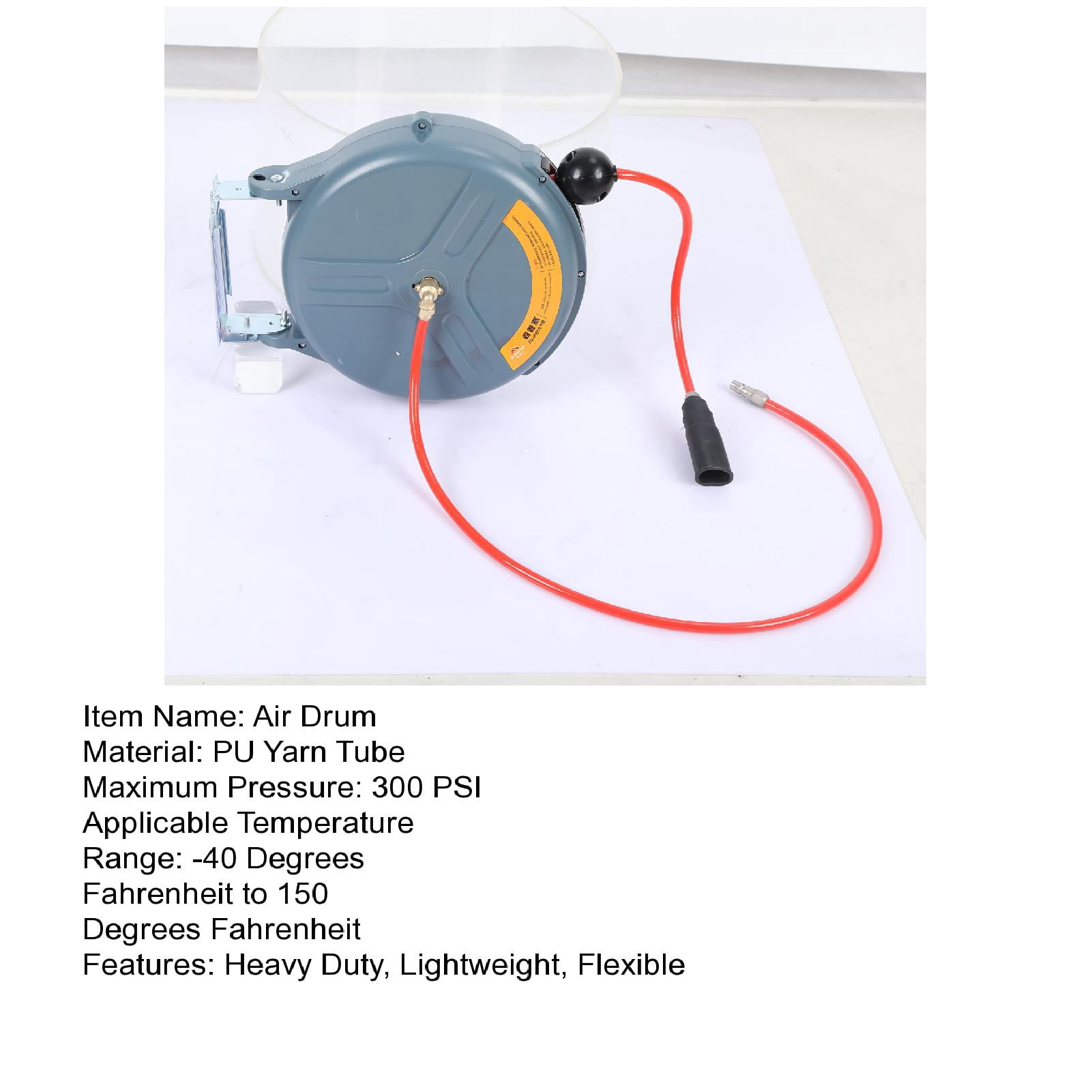 50ft Retractable Air Hose Reel with 3/8" PU Hose, 300 PSI Max Pressure, Heavy Duty Automatic Rewind & Locking Mechanism, Wall/Ceiling Mountable, Lightweight Air Compressor for Garage Workshop