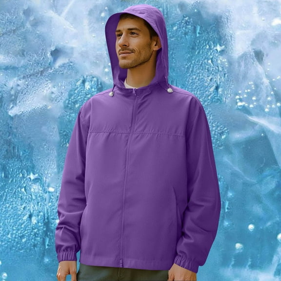 Yaoyar Mens Thin Style UPF50 Sun Protection Hoodie Jacket Outdoor Zipper Pockets Fitted Hooded Cooling Lightweight Fishing Hiking Shirts Coat