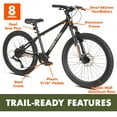 thumbnail image 6 of Ozark Trail 24" M.1 Vibe Mountain Bicycle, 8 Speed, Black, Fits Riders 4'6" - 5'6", Teen, Unisex, 6 of 14