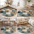 thumbnail image 4 of Round Rugs 3Ft, Teal Brown Abstract Round Area Rug Washable Indoor Throw Carpet, Modern Geometric Fluid Art Small Non Slip Circle Rug for Bedroom Living Room Home Decor Aesthetic, 4 of 8