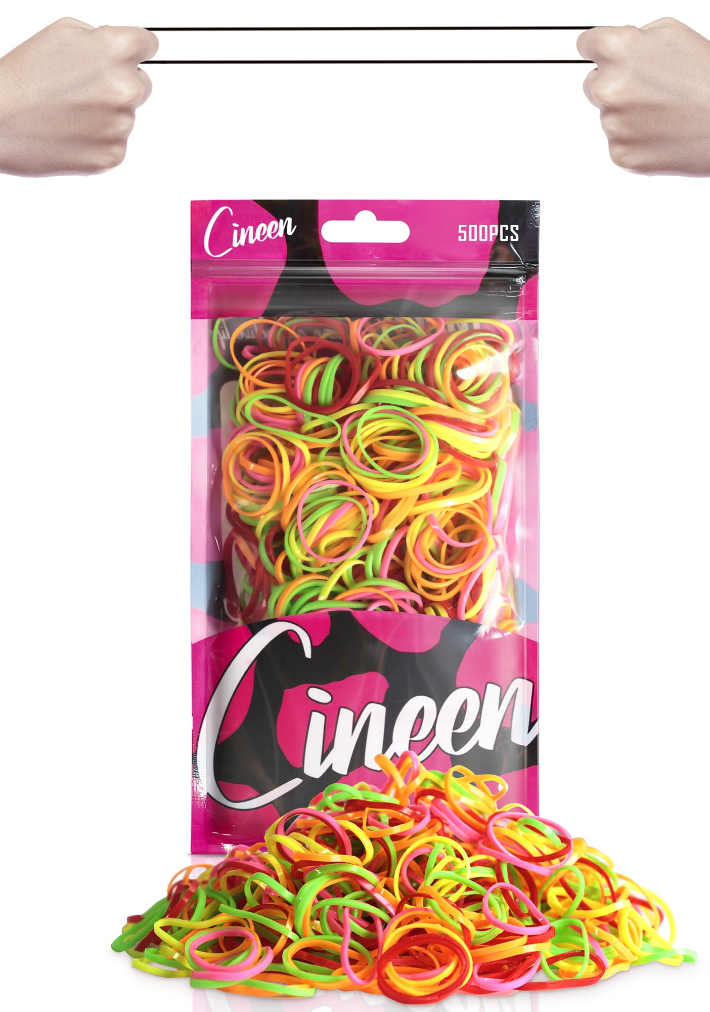 CINEEN 500pcs Mini Rubber Bands,Soft Elastic Hair Ties,Ponytail Holders  Headbands for Women Hair Accessories 
