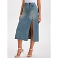 thumbnail image 2 of DARING DIVA Women's Midi Denim Skirt Side Split Rhinestone Jean Skirts Small Gray Blue, 2 of 7