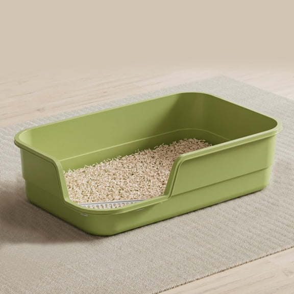 Extra Large Cat Litter Box with High Sides and Low Entry for Indoor Cats 23.6" x 15.7" x 5.9" Green