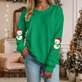 thumbnail image 2 of larppty Women's Casual Crew Neck Christmas Snowman Print Sweatshirt Loose Soft Long Sleeve Pullover Tops （Green, XXL）, 2 of 5