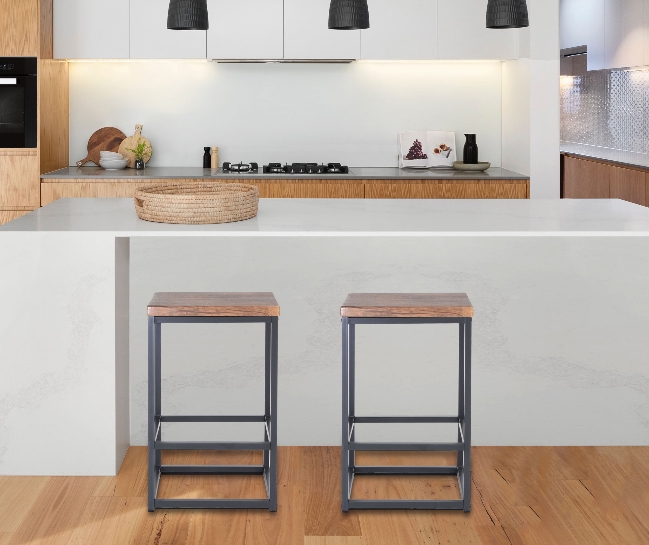 Zenvida 24 Counter Height Bar Stools Set Of 2 Backless Industrial Modern Kitchen Island Chairs Walmart Com Walmart Com