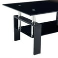 thumbnail image 6 of Veryke Modern Glass Coffee Table with Lower Shelf, Rectangle Center Table for Living Room, Black, 6 of 7