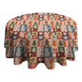 thumbnail image 4 of Multicolor Christmas Icon Pattern Round Tablecloth 60"x60",Wrinkle Wipeable Table Cloth for Kitchen Dining Room Picnic Patio Party, 4 of 6