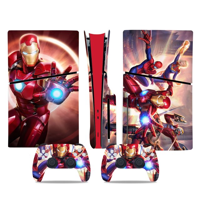 HHHC Vinyl Skin For PS5 Slim Disk Edition Console And Controllers Iron Man
