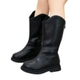 thumbnail image 3 of PEASKJP Kids Boots Patent Combat Work Boots Side Zipper, Black 29, 3 of 5