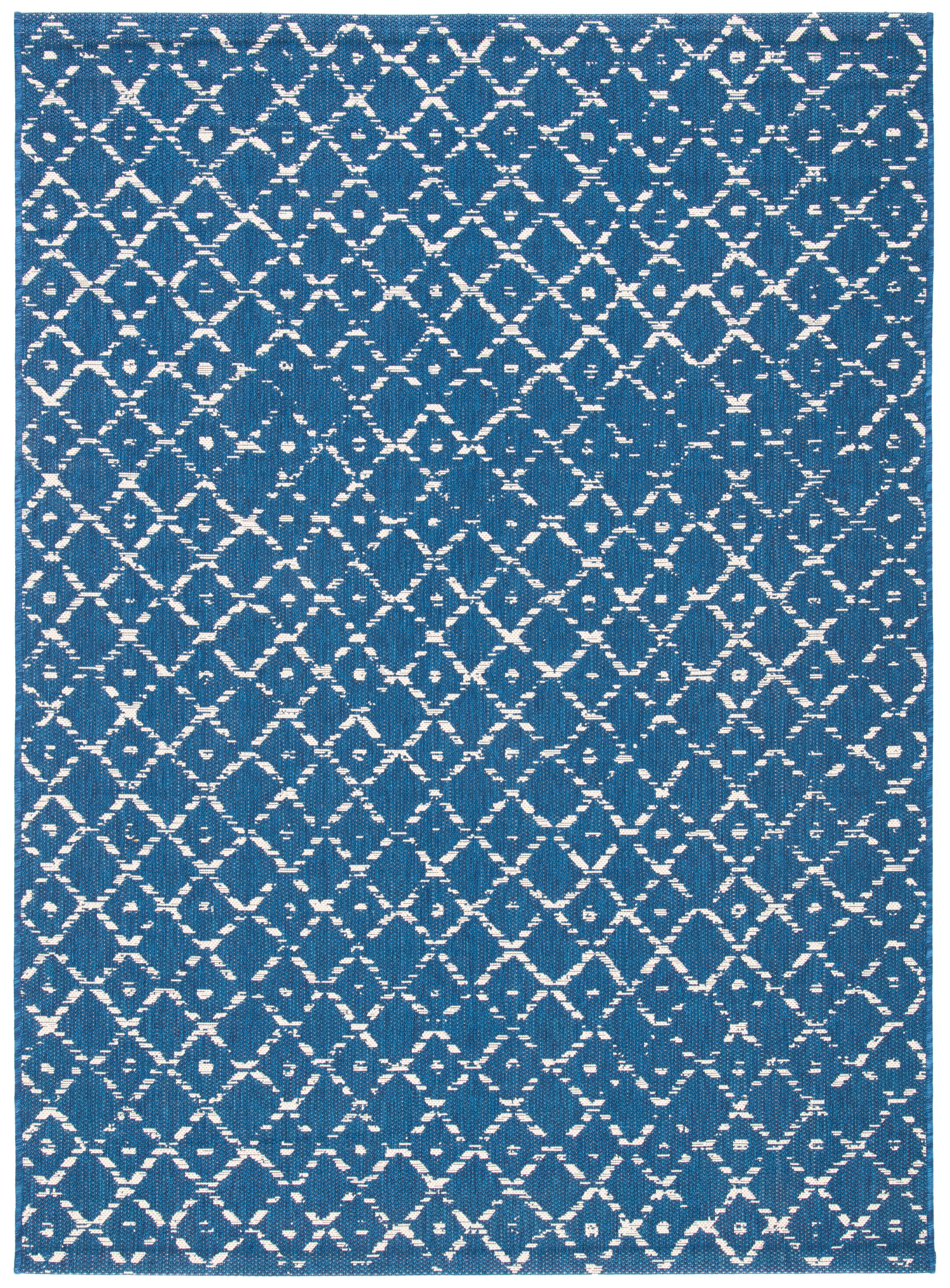 Safavieh Courtyard Galena Geometric Indoor/Outdoor Area Rug, Navy/Ivory, 4'5" x 6'5"