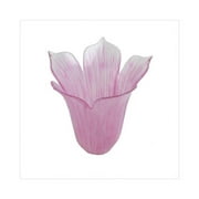 Hand Painted White Striped Tulip Flower Glass Vase in Light Pink
