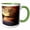 Green/White, variant on 3drose, Colorful Autumnal Forest Landscape Photography with Sundown Reflection, 15oz Two-tone Red Mug