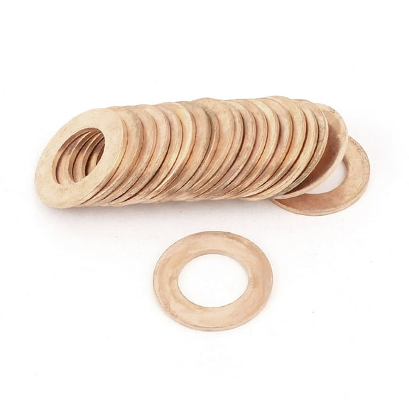 Unique Bargains 20PCS 24mm OD 14mm ID 1.5mm Thick Copper Washer Flat Ring Oil Brake Line Seal