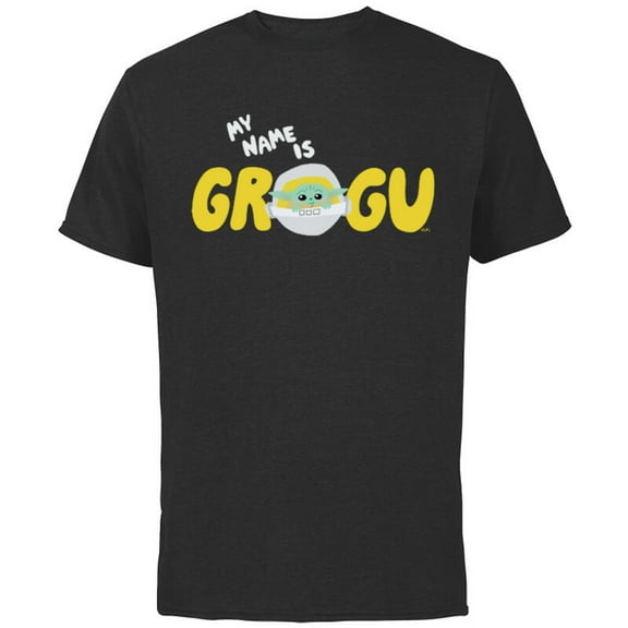 Star Wars Mandalorian My Name is Grogu Cartoon - Short Sleeve Cotton T-Shirt for Adults - Customized-Black