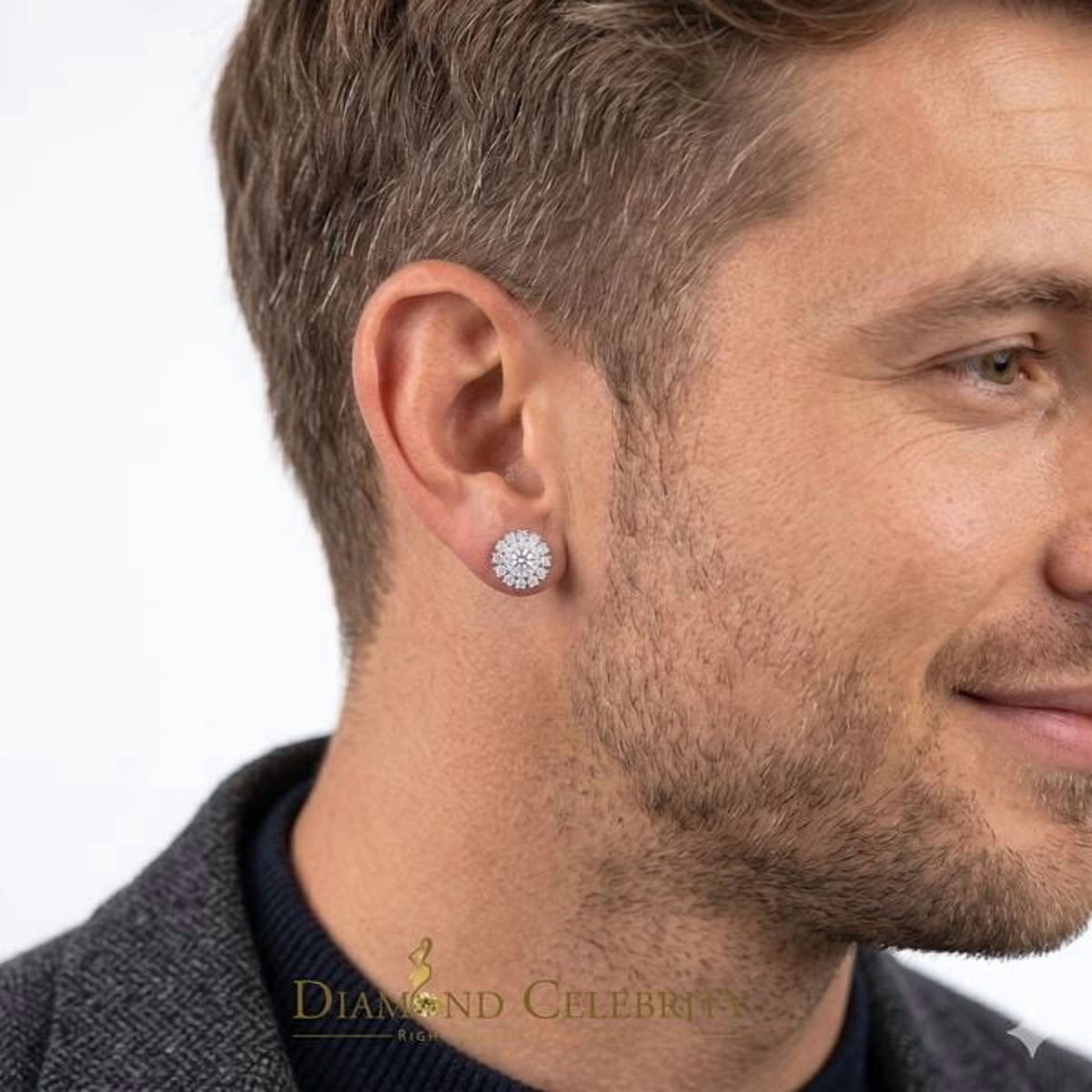 King of Blings Floral Stud White D Moissanite Earrings 1.00 ct. t.w. 925 Sterling, Sterling Silver