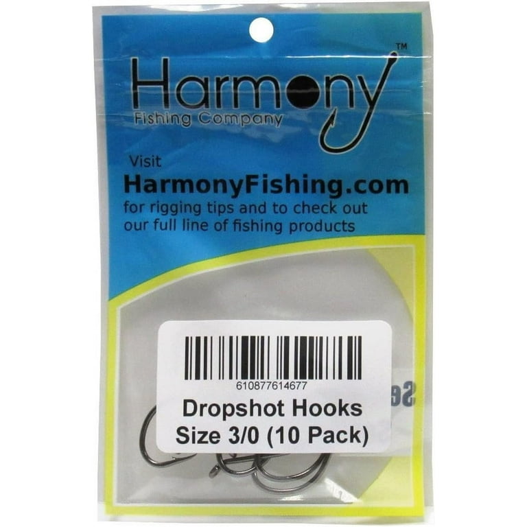 Harmony Fishing - Razor Series Dropshot Fishing Hooks Select Size &  Quantity Size 3/0 10 Pack 