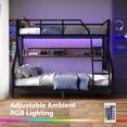 thumbnail image 2 of Aukfa Heavy-Duty Twin XL over Queen Bunk Bed with LED Lights & Storage Shelves, Metal Frame for Kids Teens Adults, Black, 2 of 8