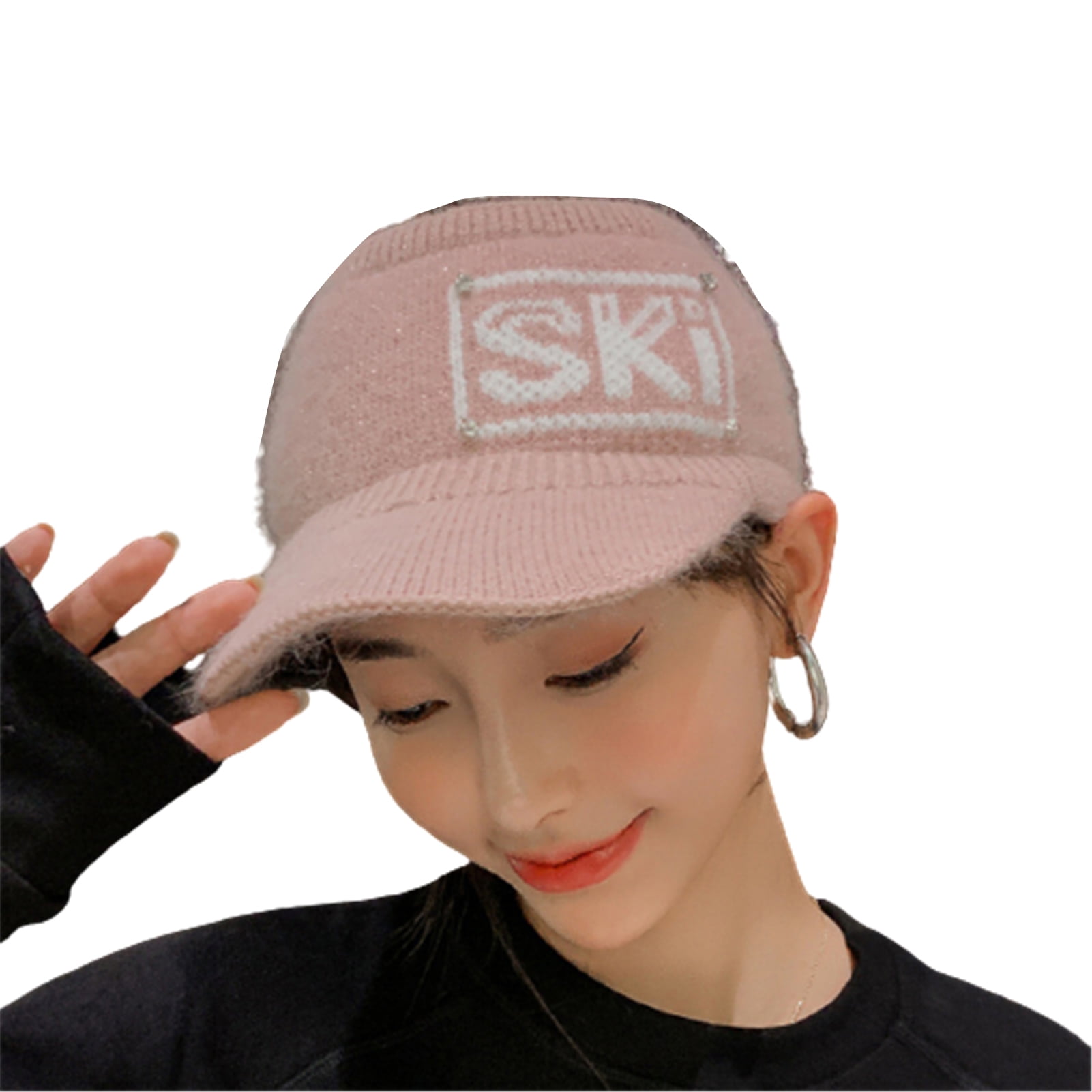 Ponytail Cap Women Winter Plush Knitted 