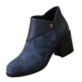 thumbnail image 3 of Willtoo Women's Block Heel Ankle Boots Side Zipper Retro Patchwork Casual Booties, Comfort Low Heel Daily Dress Short Boots, 3 of 5