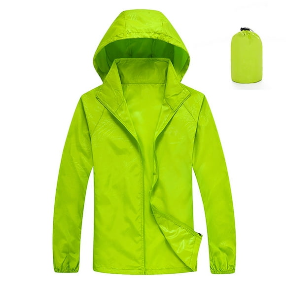 RXIRUCGD Rain Jacket Womens With Hood Windbreaker Jackets Sun Hoodie Ultra Light Raincoats With Storage Bag, Mint Green, Size: XL