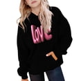thumbnail image 4 of Lorytime Valentine Cute Hoodies for Girls Kids Long Sleeve Crewneck Sweatshirts Letters Tops with Pocket Loose Tops, 4 of 5