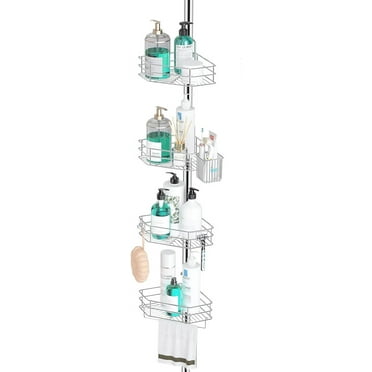 Rustproof Stainless Shower Caddy: 4 Shelves Corner Organizer, Drill-Free Installation, Large Storage, 61.3-113 Inch,Silver