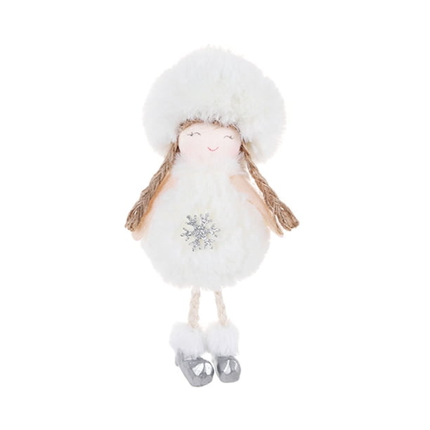 Árbol de Navidad Colgante Colgante Muñeca decorativa Festival de terciopelo Juguete de adorno para la oficina en casa, Blanco Eigraketly HA001213-01