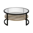 thumbnail image 3 of 34" Black Glass Round Coffee Table With Shelf, 3 of 8