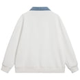 thumbnail image 6 of TOUMENY Men Sweater Fall Winter Collared Long Sleeve Solid Casual Comfy Tops Men Color Block Loose Half-Zip Pullover White XXL, 6 of 7
