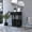 8#Black, variant on DUOSONG Bar Cart Aloha, Lower Panel, Six Bottle Cubbies, One Cabinet, Light Oak / White Finish Light Oak Particle Board Furniture Dining Furniture Kitchen Islands & Carts