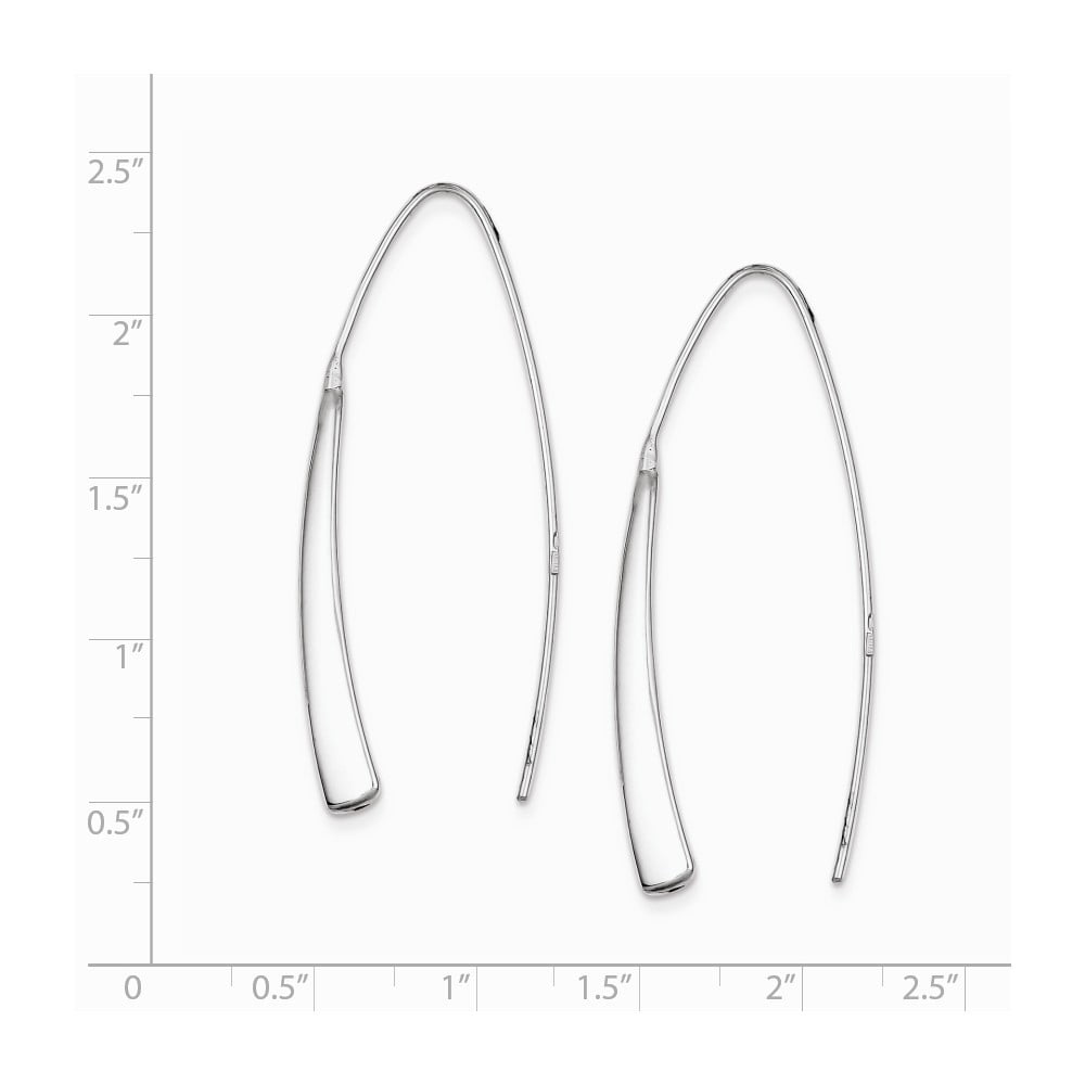 Sterling Silver Polished Rhodium Plated Fancy Bar Thread Earrings - 2.5 Grams - Measures 37x5mm Wide