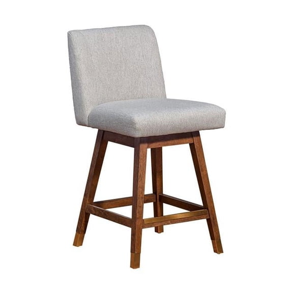 HomeRoots 491363 26 in. Solid Wood Swivel Bar Height Bar Chair with Footrest, Taupe & Brown