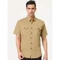 thumbnail image 2 of Camisa cargo para hombre, manga corta, ajuste regular, con botones, camisas de safari con bolsillos Caqui M Unique Bargains Camisa, 2 of 6