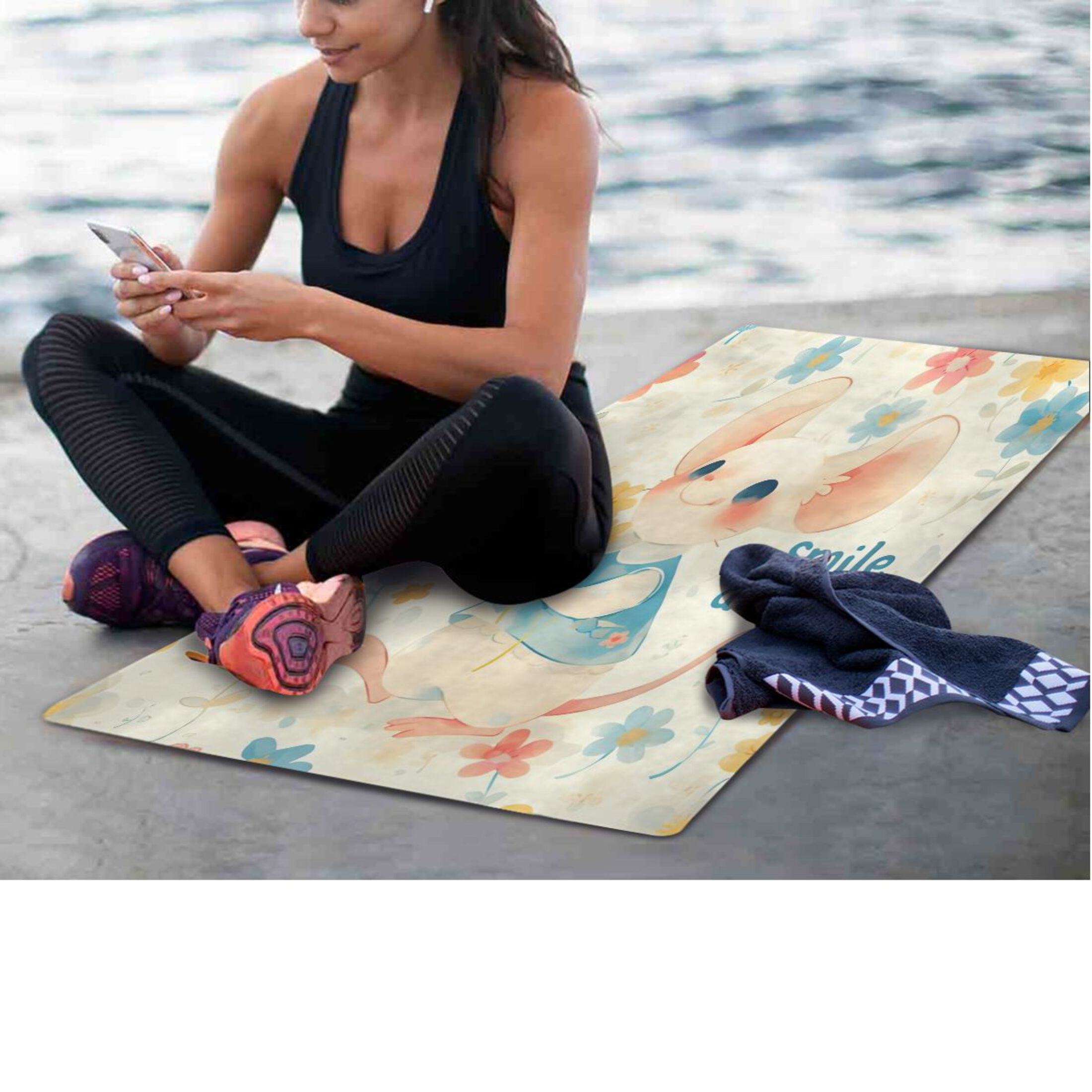 BZSMCE Yoga Mat Women Fitness Mat Imgi_62_ffyy4_cute_little_watercolor_mouse_in_pastel_blue_and_pink__hol_f9deeaf3-99e0-4af8-b3ae-7a86 Pattern