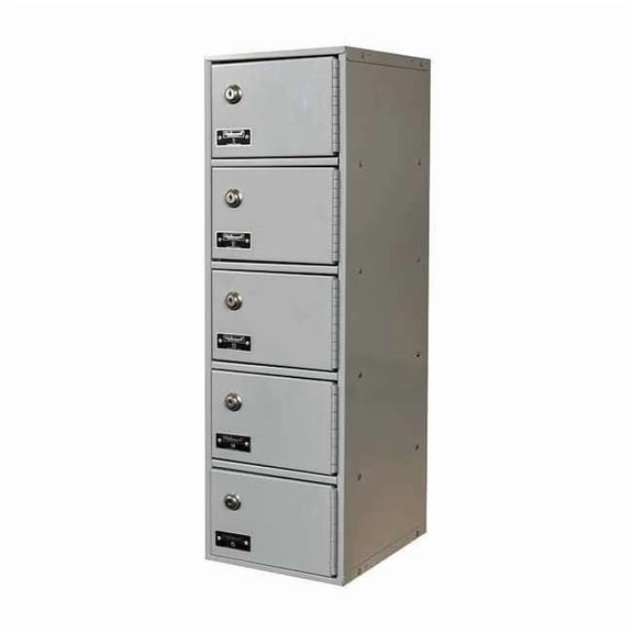 Cell Phone Locker, 9 in W, 12 in D, 30 1/2 in H, (1) Wide, (5) Tier, Light Gray